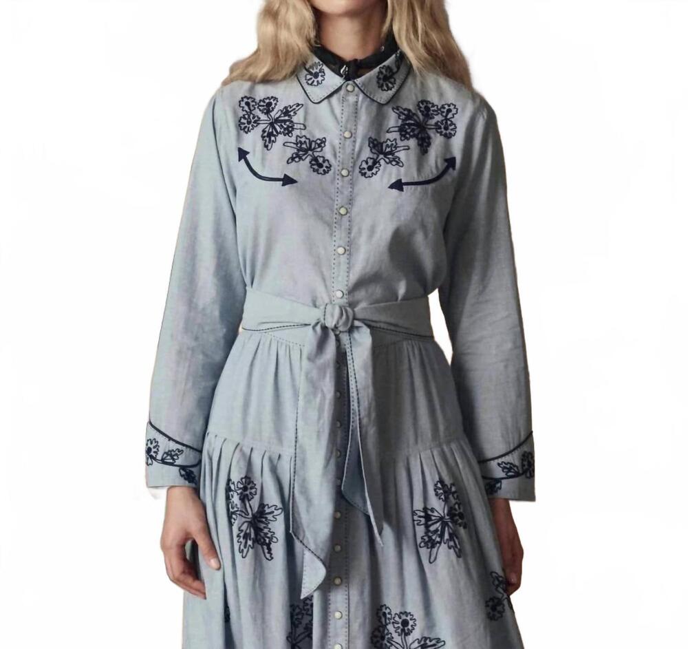 NEW THE GREAT. embroidered western shirts in chambray
